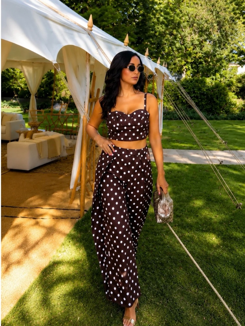 NWT Commense Brown Polka Dot Set - Picture 4 of 9